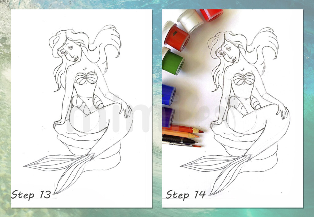 collage mermaid realistic step 13 and 14