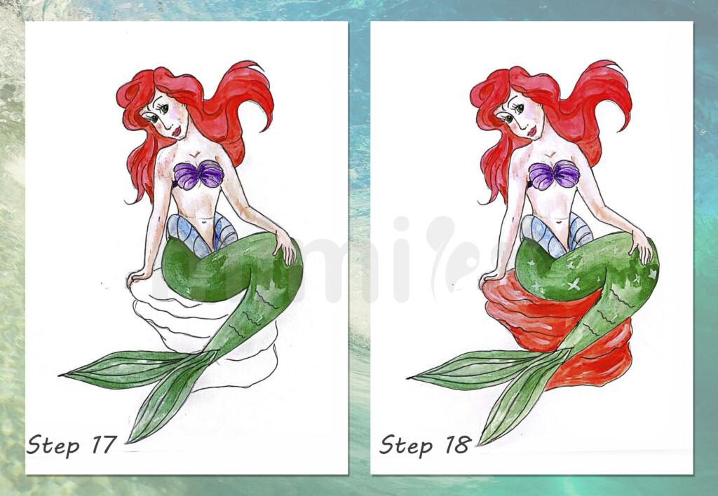collage mermaid realistic step 15 and 16