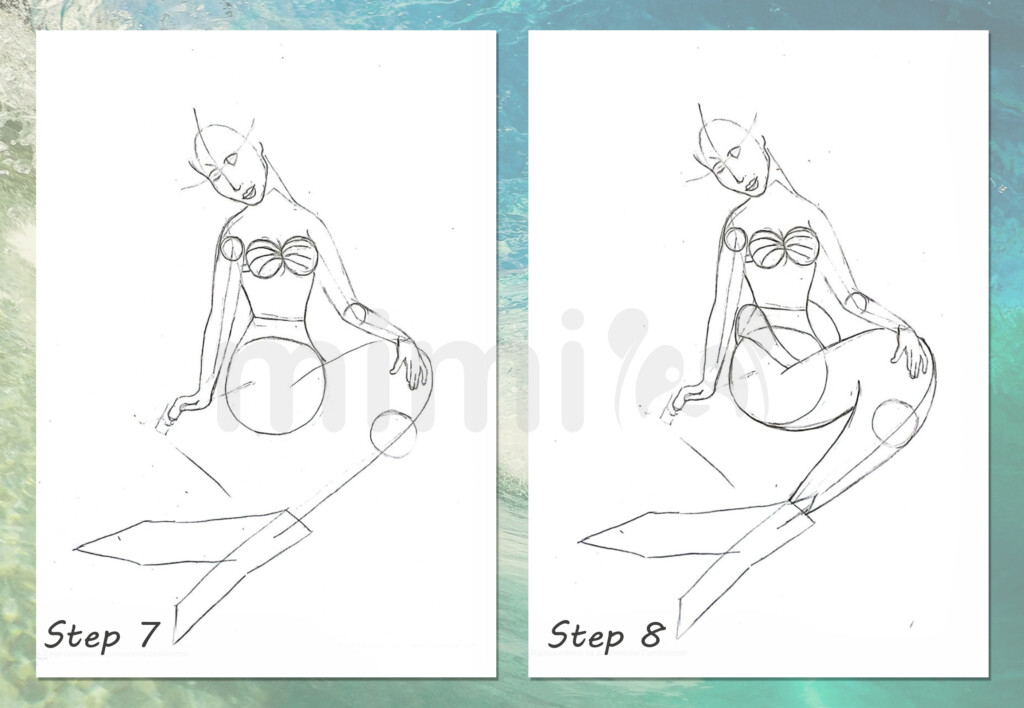 collage mermaid realistic step 7 and 8