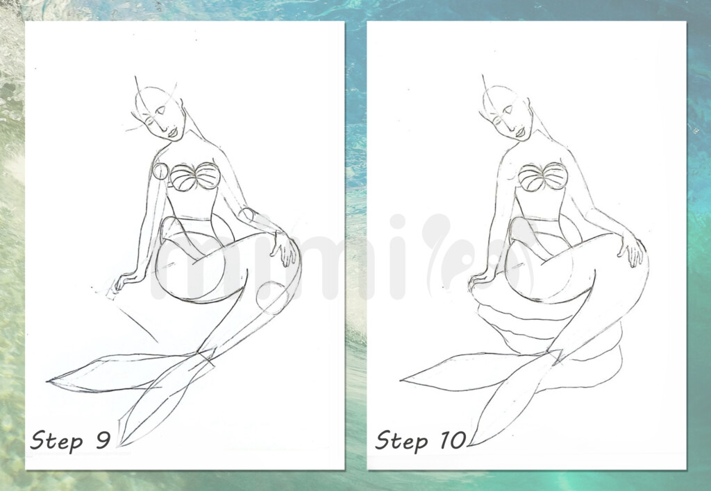 collage mermaid realistic step 9 and 10