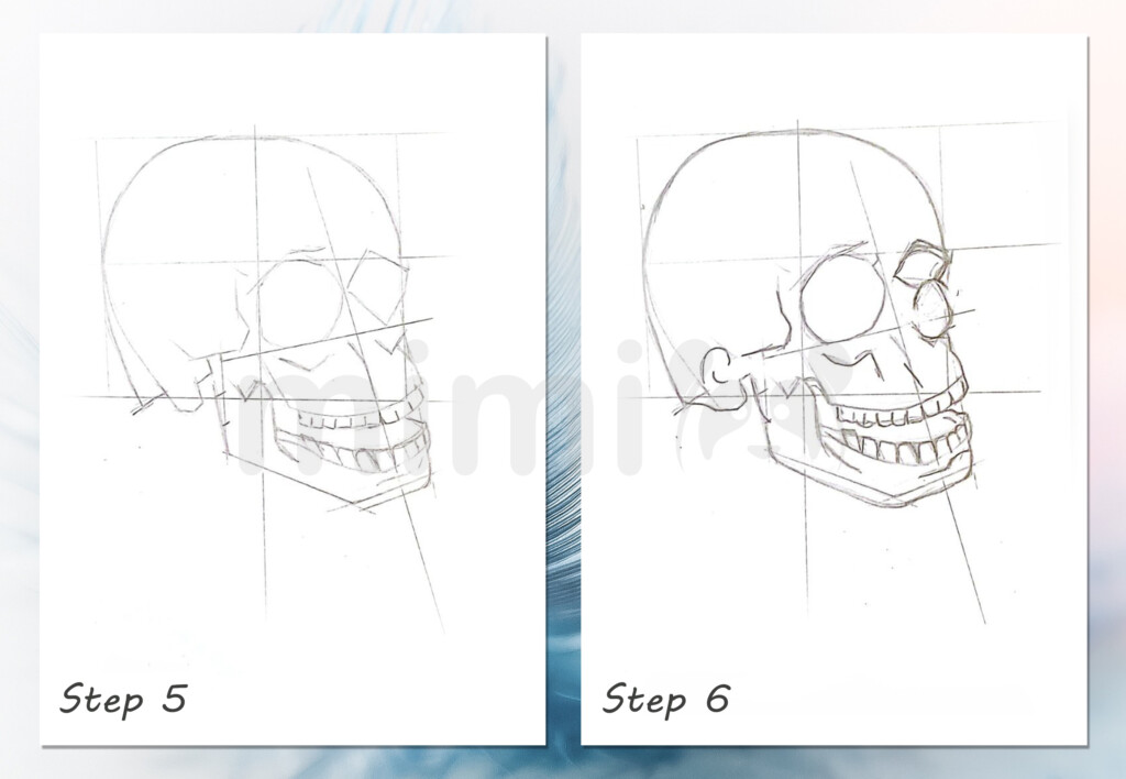 collage skull realistic step 5 and 6