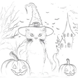 Halloween Cat - Printable Coloring page