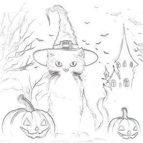 Halloween Cat - Coloring page