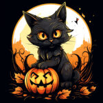 Halloween Cat Coloring Page 2