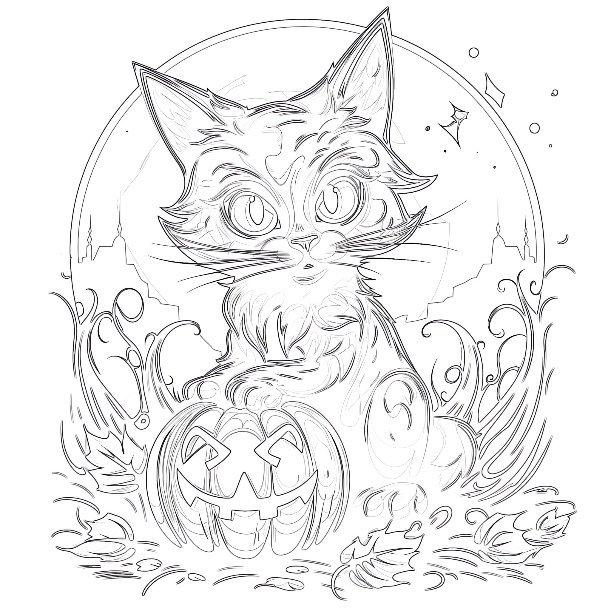 Halloween Cat Coloring Page Coloring Pages Mimi Panda