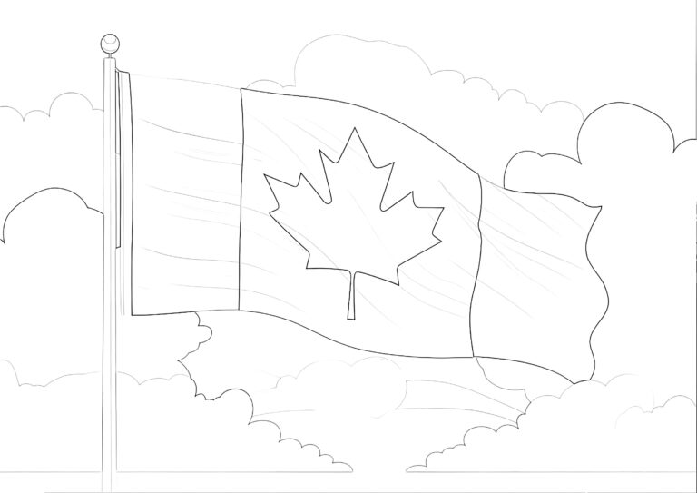 Printable Canada Flag Coloring - Canada Flag Coloring Page 2 768x543