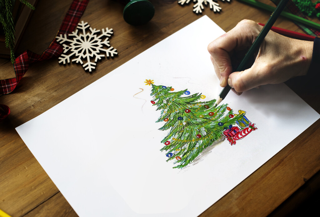 easy christmas tree drawings