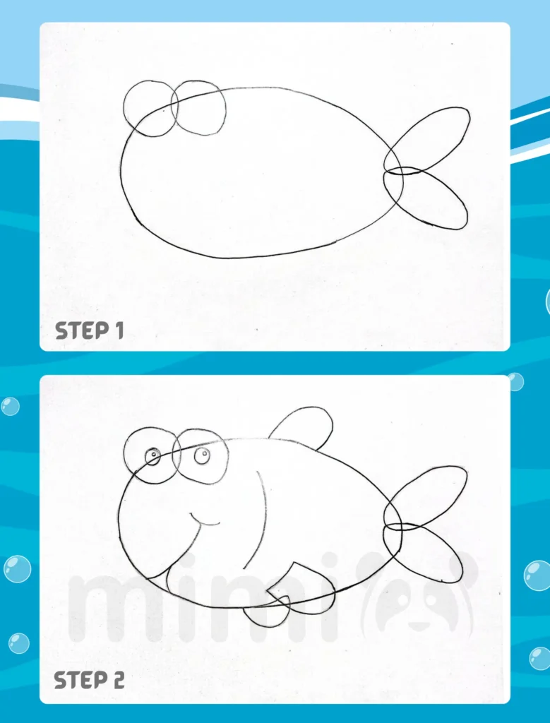 How to Draw a Fish Step 1 2