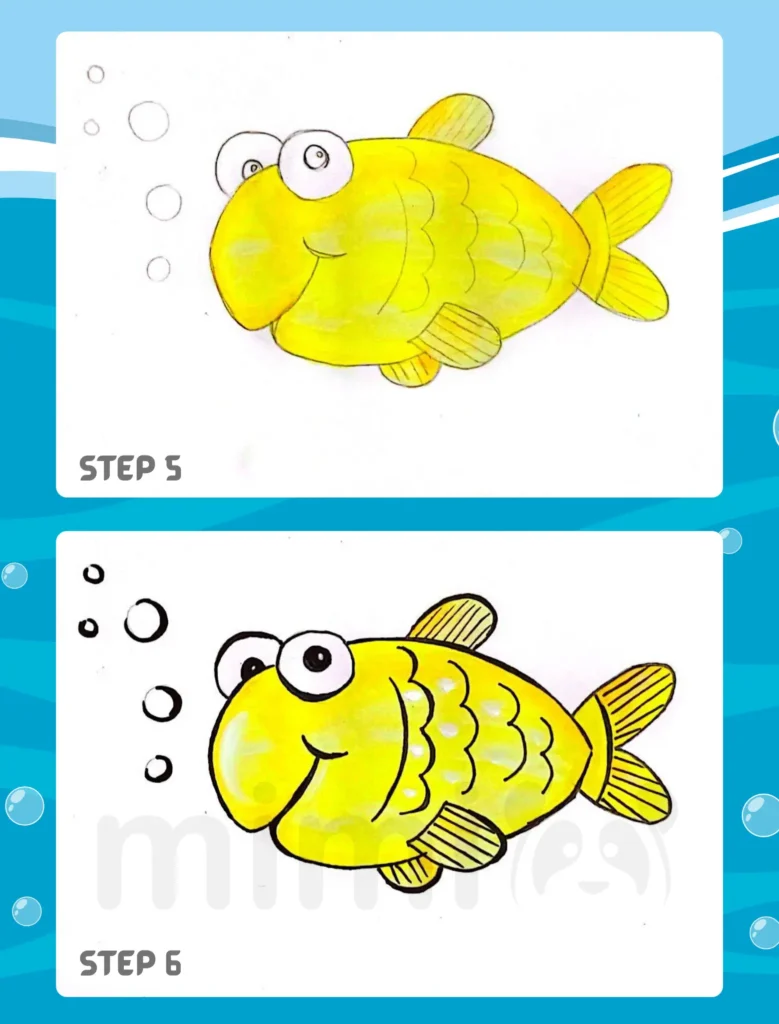 How to Draw a Fish Step 5 6
