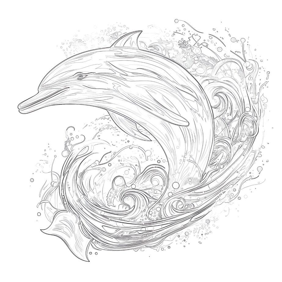 adult coloring page-dolphin
