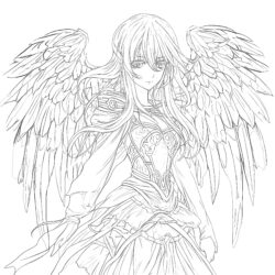 Anime Angel - Printable Coloring page