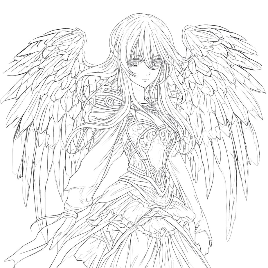 Anime Angel Coloring Page | Coloring Pages Mimi Panda