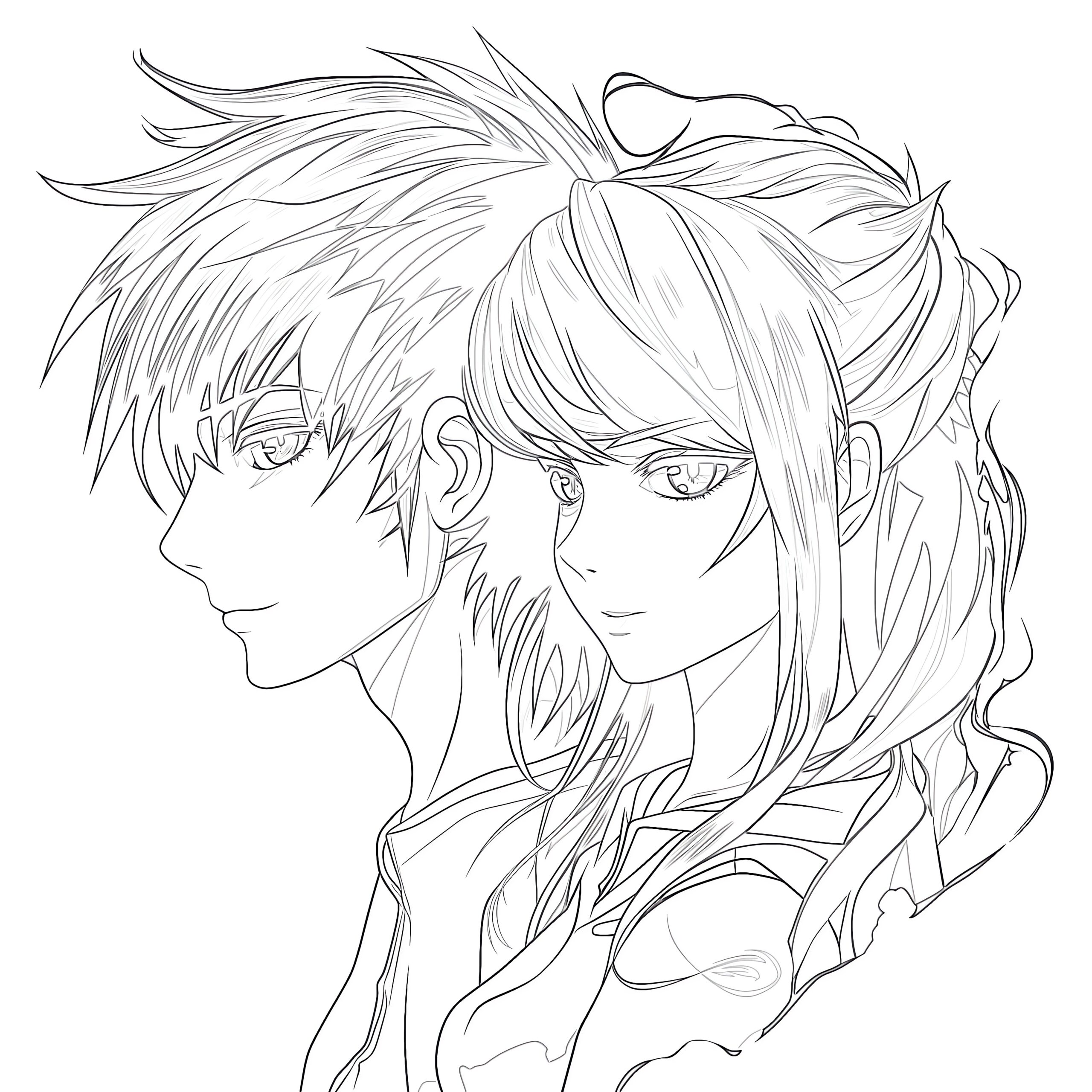 anime couple coloring page scaled