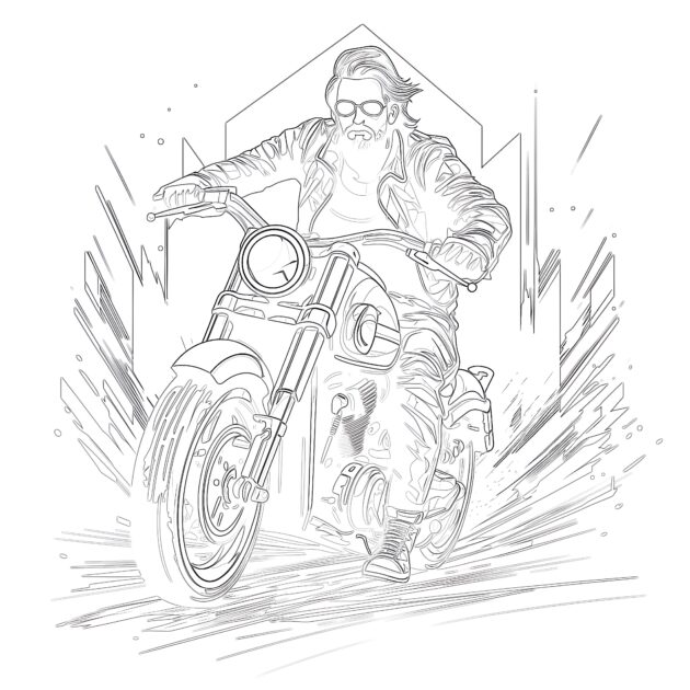 Free Biker Coloring Page | Coloring Pages Mimi Panda