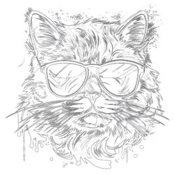 Cool Cat - Printable Coloring page