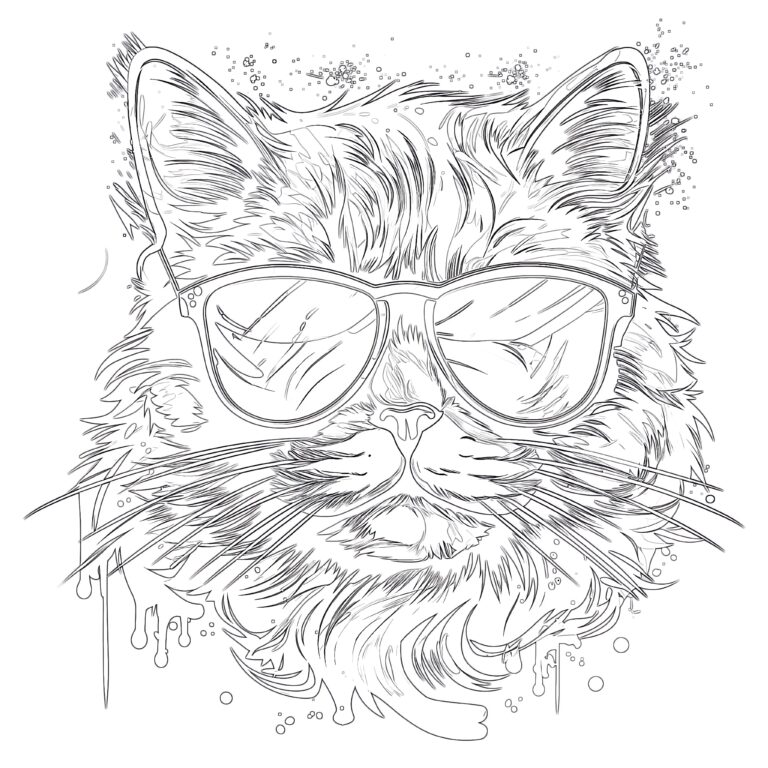 Free Cool Cat Coloring Page | Coloring Pages Mimi Panda