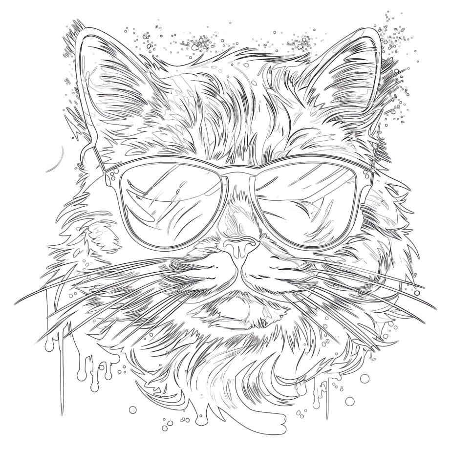 Cool Cat Coloring Page