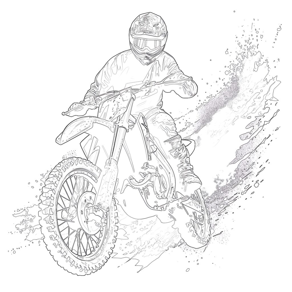 Dirt Bike Coloring Page | Coloring Pages Mimi Panda