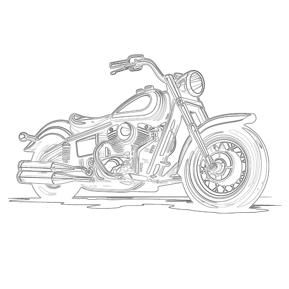 free motorbike colouring page