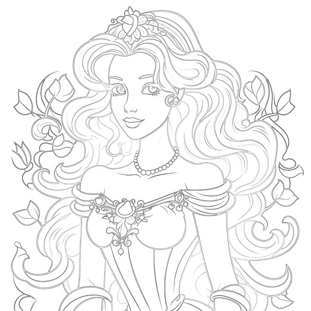 Free Princess Coloring Page | Coloring Pages Mimi Panda