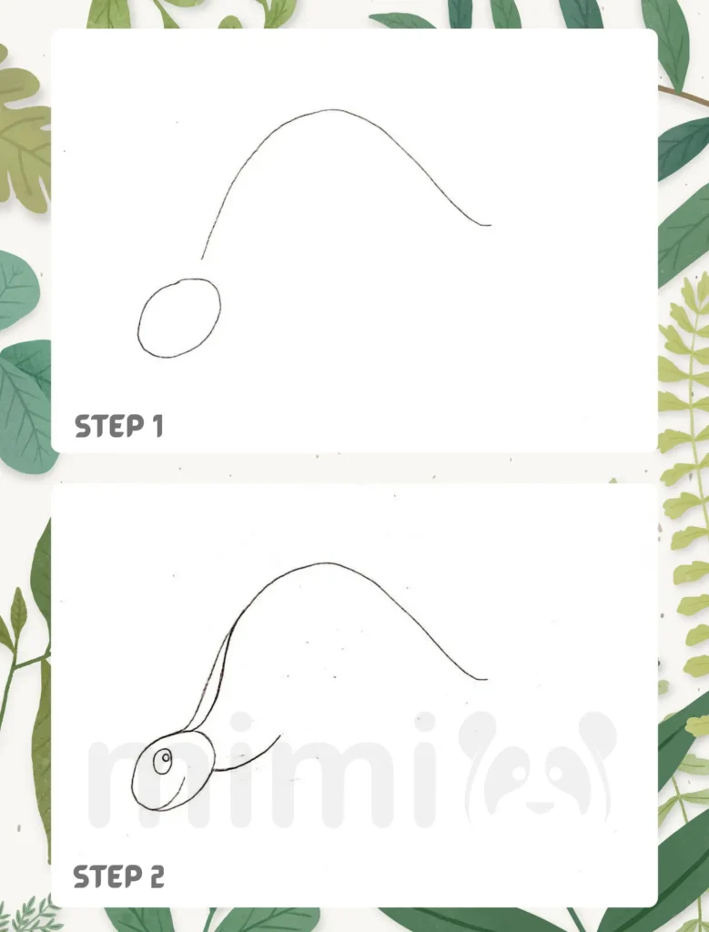 How to Draw a Dinosaur Step 1 2