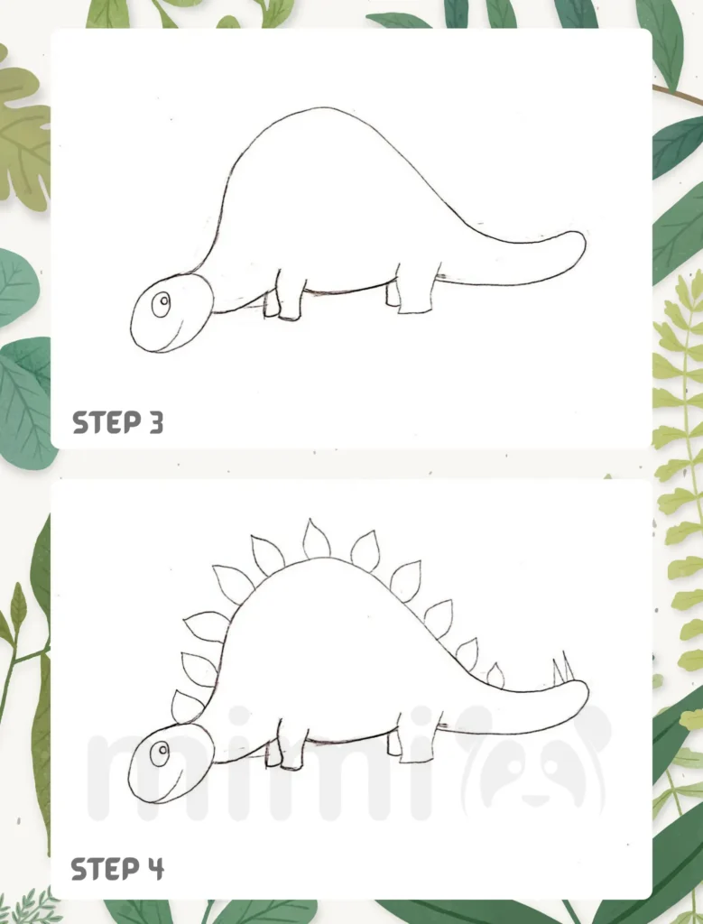 How to Draw a Dinosaur Step 3 4