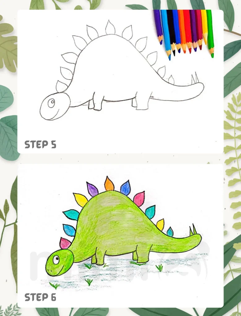 How to Draw a Dinosaur Step 5 6 