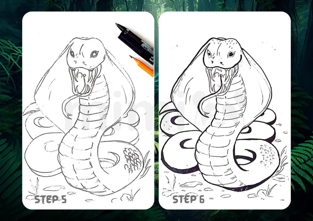 How To Draw a Snake Step 5 6