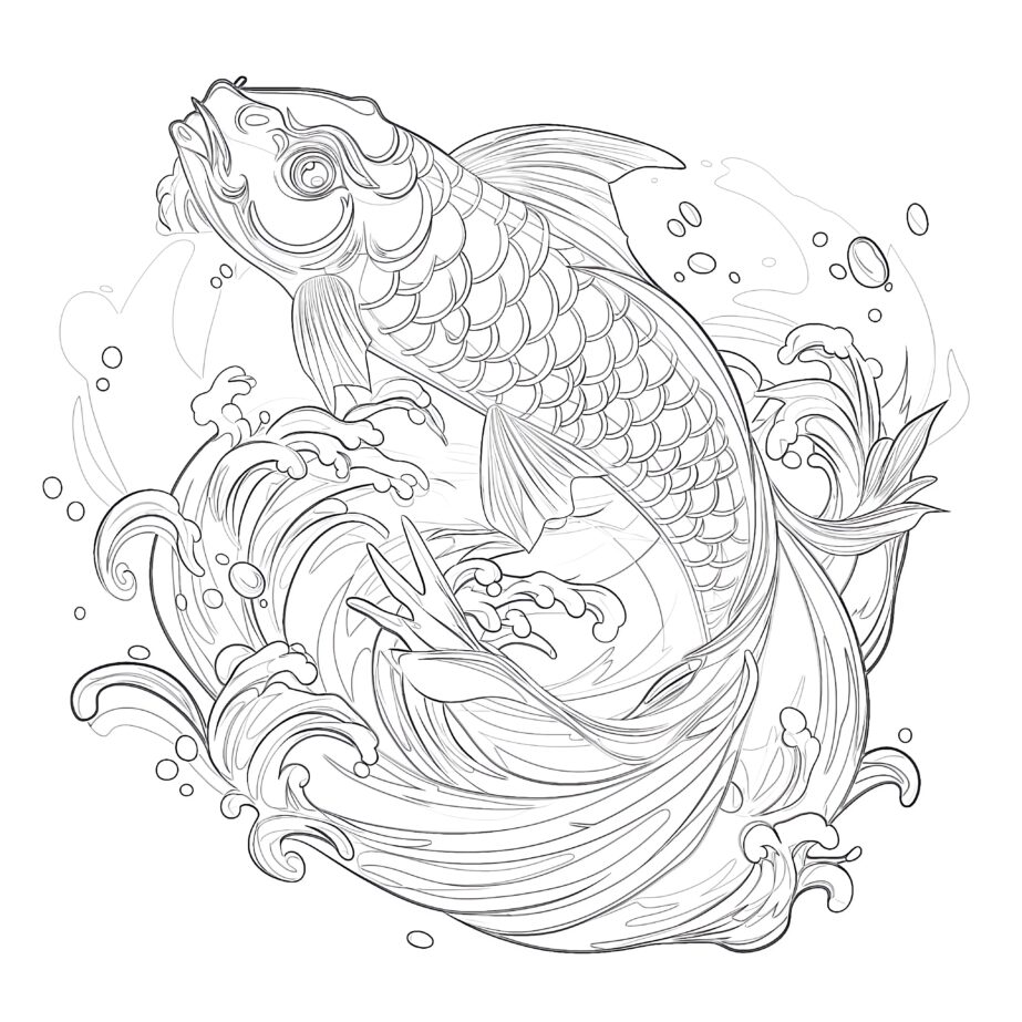 Koi Fish Coloring Page