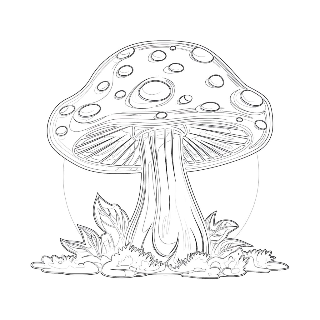 Mushroom Coloring Page | Coloring Page Mimi Panda
