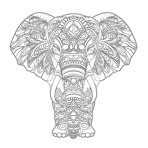 Adult Coloring Elephant Coloring Page | Coloring Pages Mimi Panda