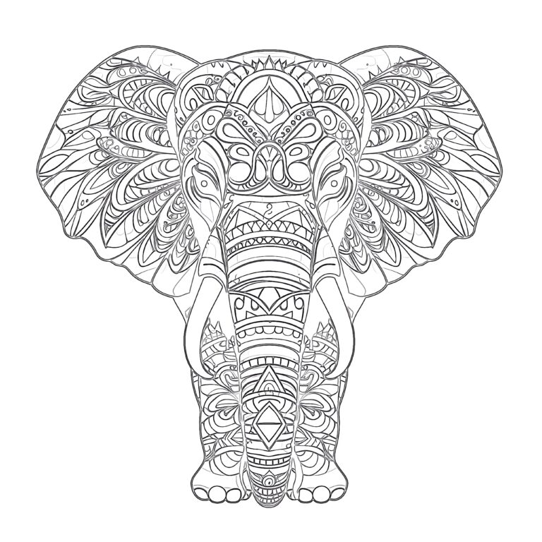 Adult Coloring Elephant Coloring Page | Coloring Pages Mimi Panda