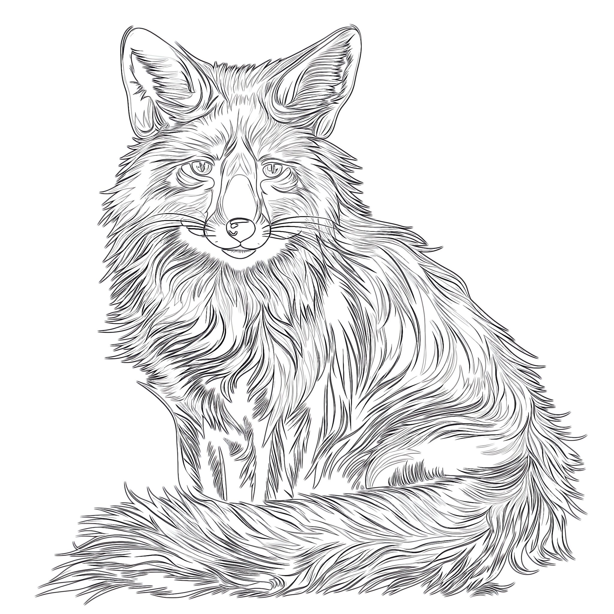 Adult Coloring Fox Page | Coloring Pages Mimi Panda