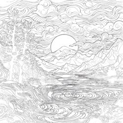 Adult Coloring Landscape - Printable Coloring page