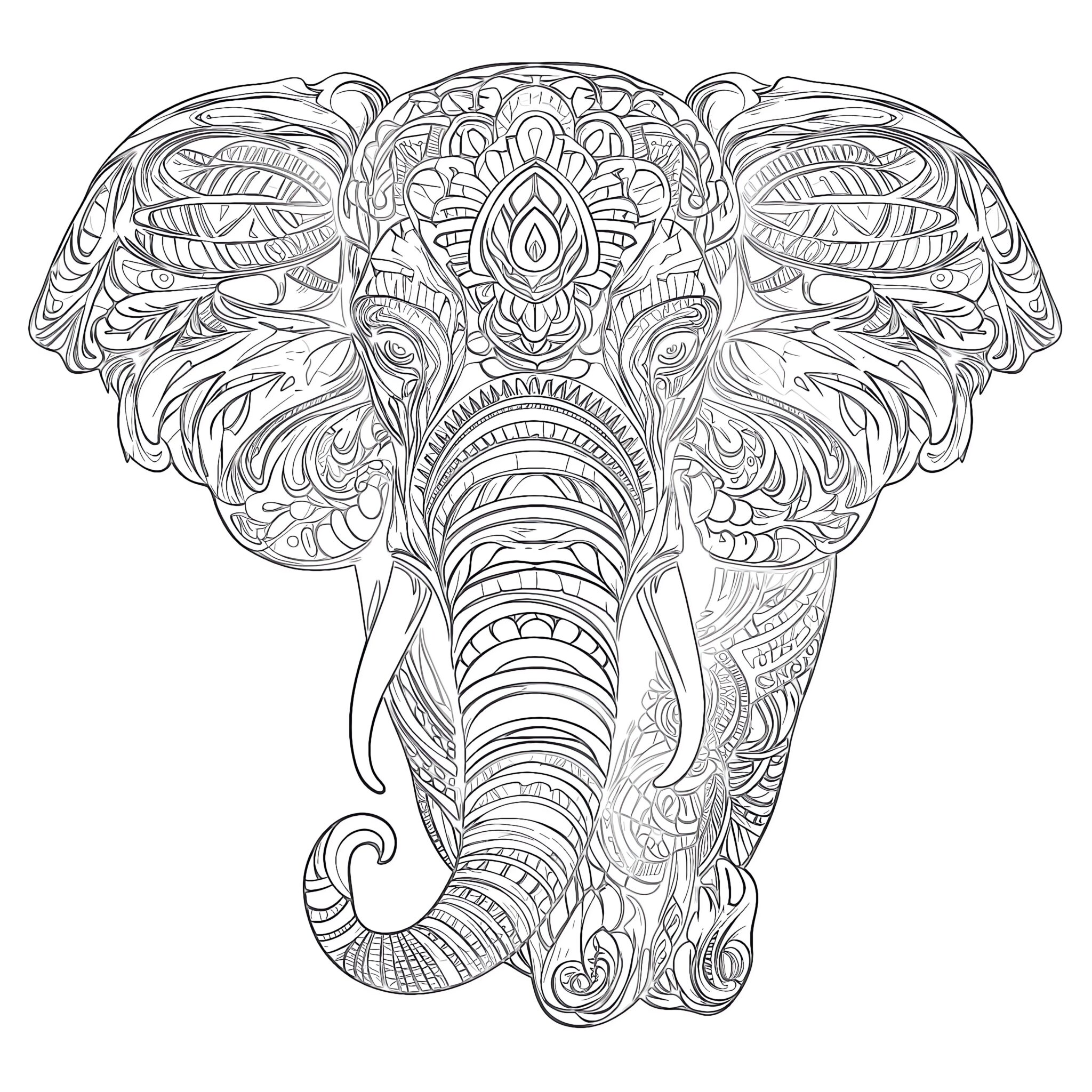 Adult Coloring Page Elephant | Coloring Pages Mimi Panda