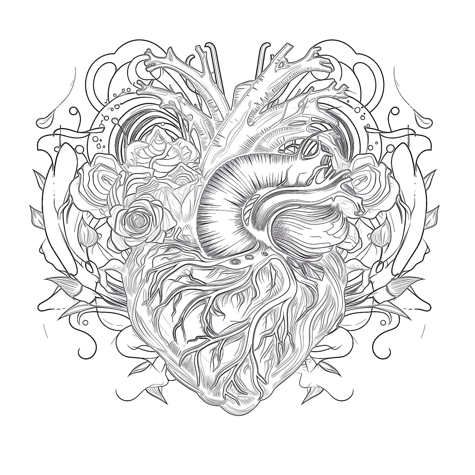Adult Coloring Page Heart | Coloring Pages Mimi Panda