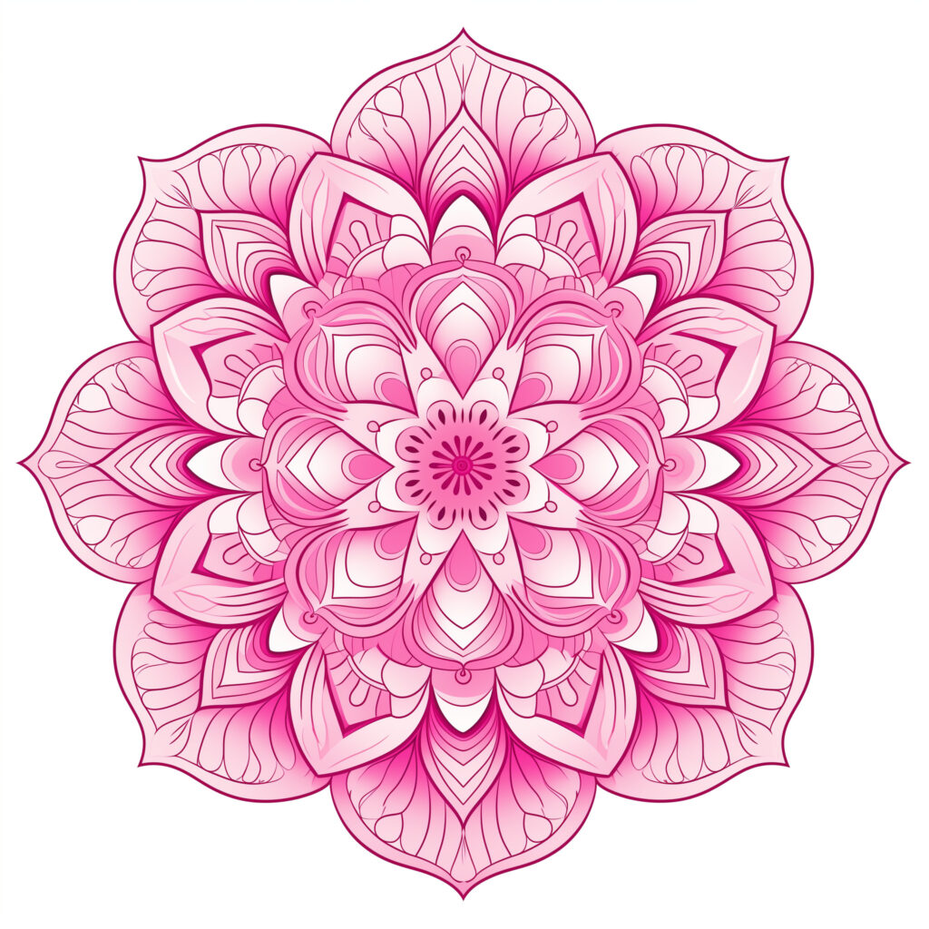 Adult Mandala Pink Coloring Page | Coloring Pages Mimi Panda