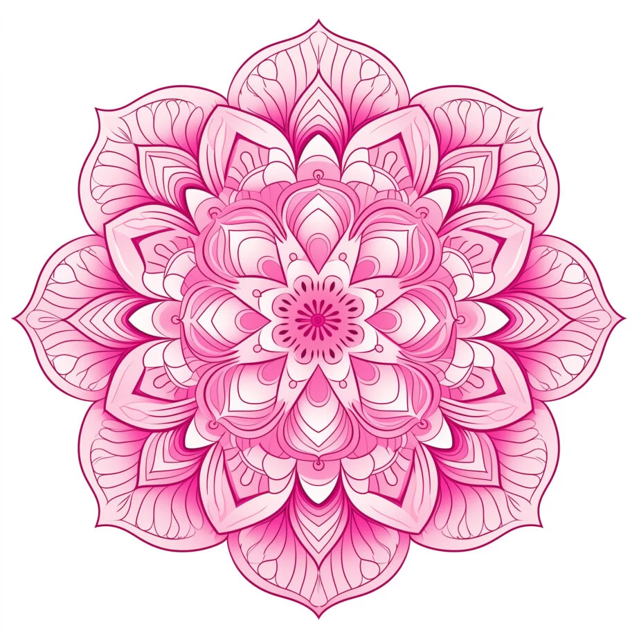Adult Mandala Pink Coloring Page 2