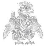 Adulto Pollo Robot Doodle Página Para Colorear