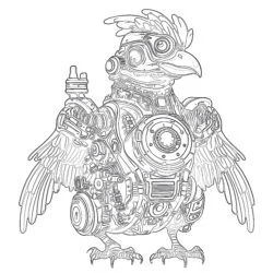 Adulto Pollo Robot Doodle Página Para Colorear - Página para colorear