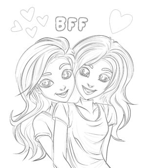 best friend coloring page