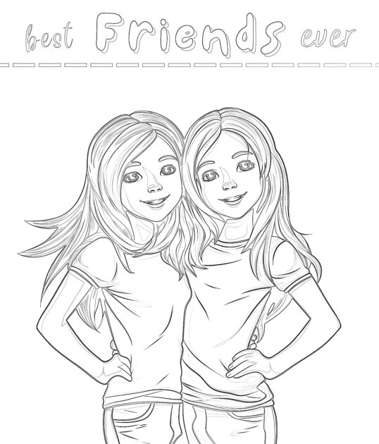 Best Friends Coloring Page | Coloring Pages Mimi Panda