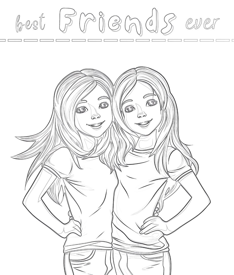 best friends coloring page