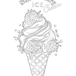Best Strawberry Ice Cream - Printable Coloring page