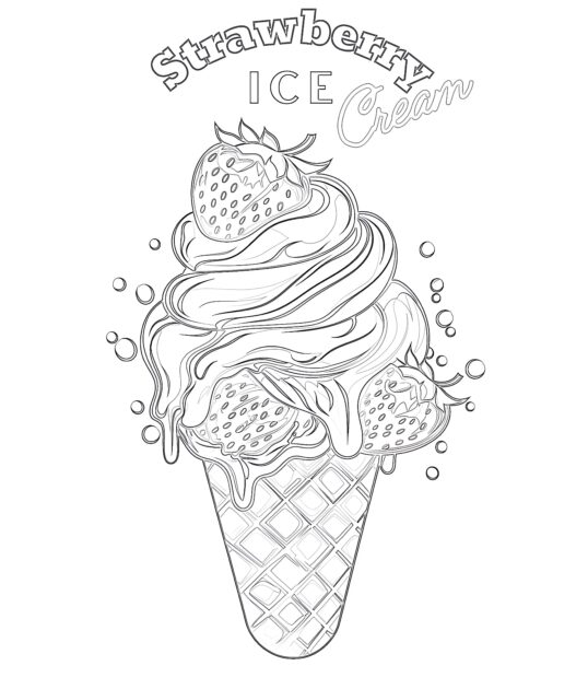 Best Strawberry Ice Cream Coloring Page 