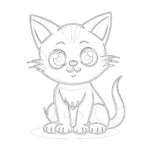 Página Para Colorear de Dibujos Animados de Gatos