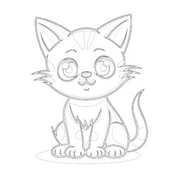 Cartoon Cat - Printable Coloring page