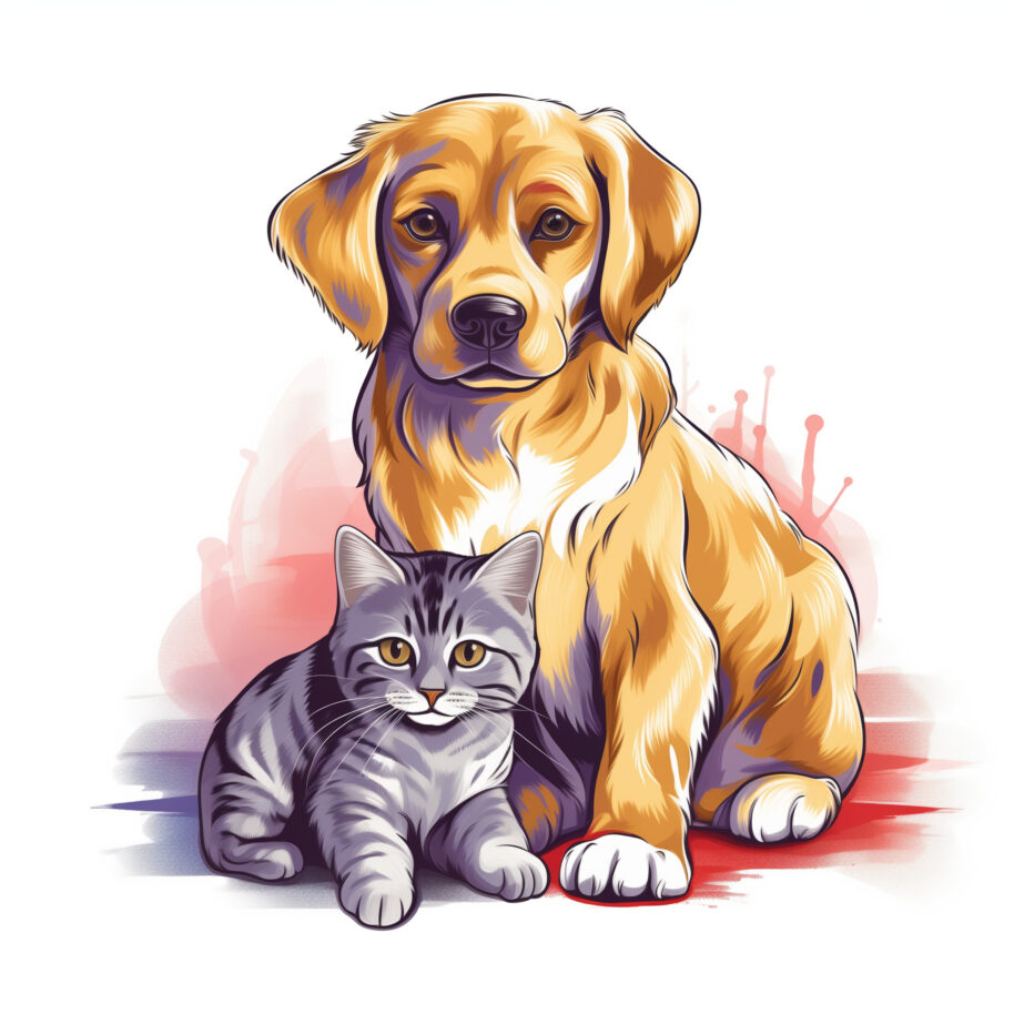 Página Para Colorear de Un Gato y Un Perro 2