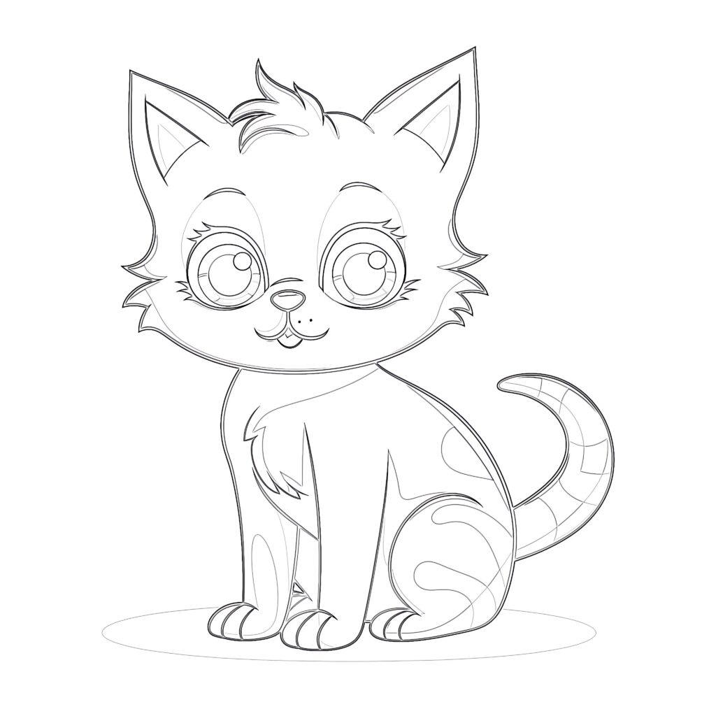 Hand-Drawn Doodle Cat Coloring Page | Coloring Pages Mimi Panda