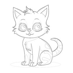 Little Kitten With Glasses - Printable Coloring page